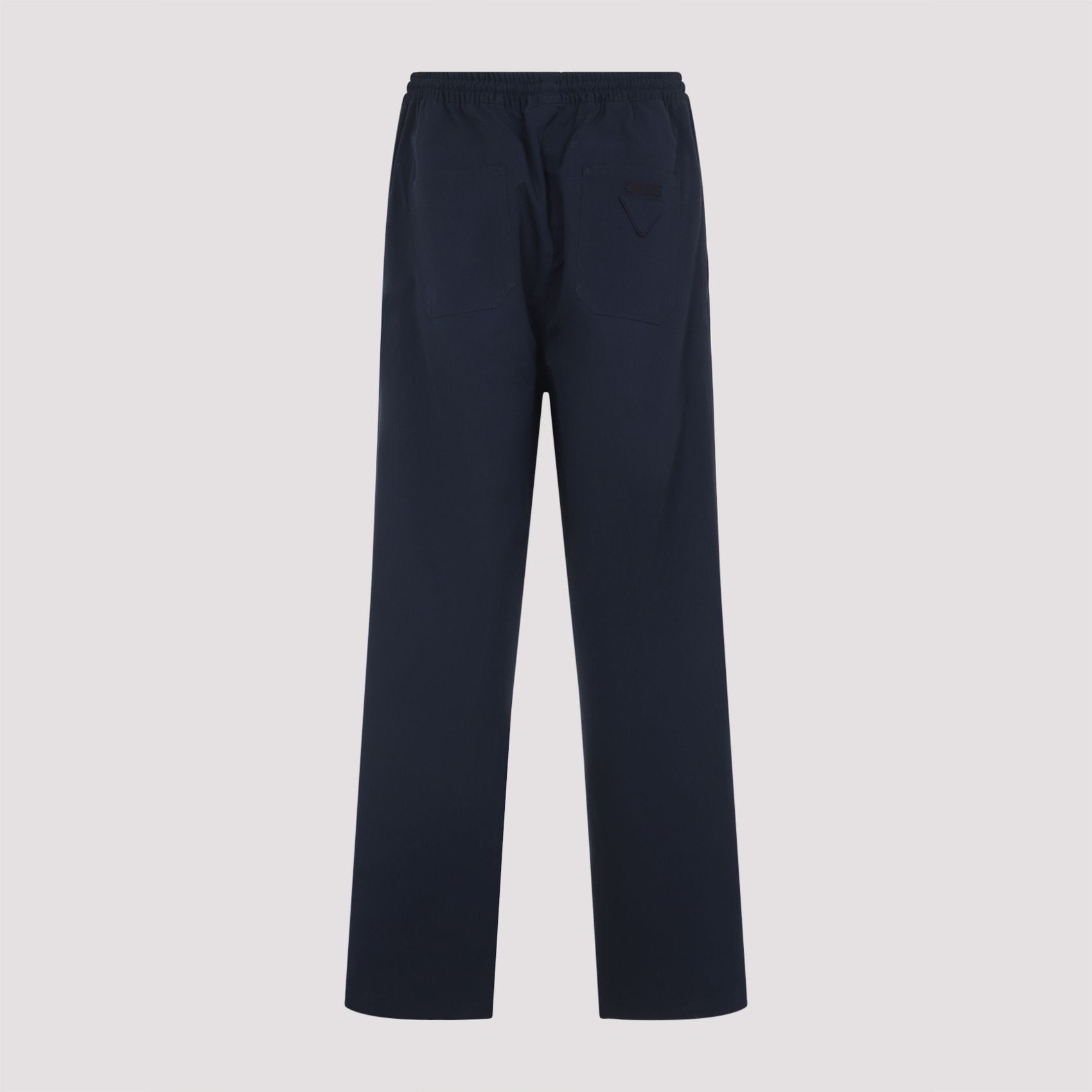 Prada Cotton Straight Leg Trousers With Elastic Waistband In Blue