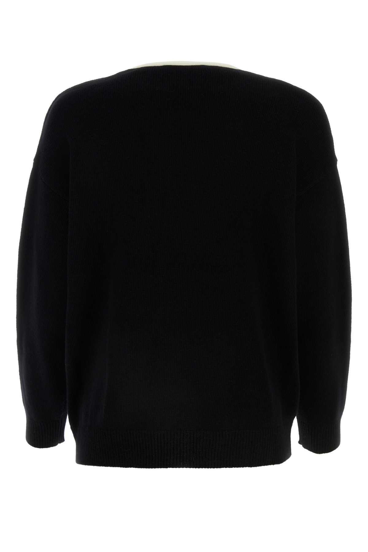 Valentino Vgold Virgin Wool Cardigan In Black