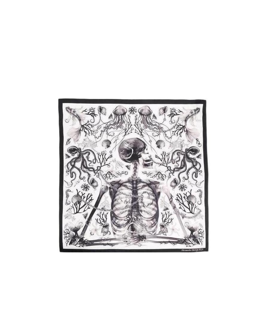 Alexander Mcqueen Sea Life-print Silk Scarf In Gray