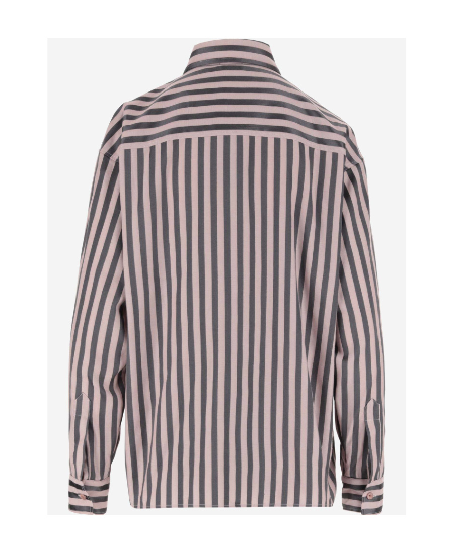 Etro Pegaso-embroidered Striped Shirt In Nude