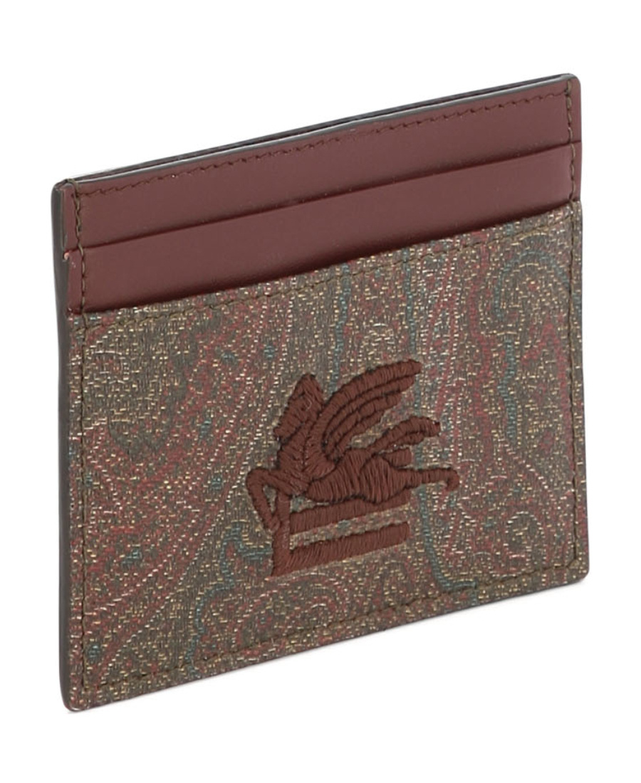 Etro Paisley Card Holder In Brown