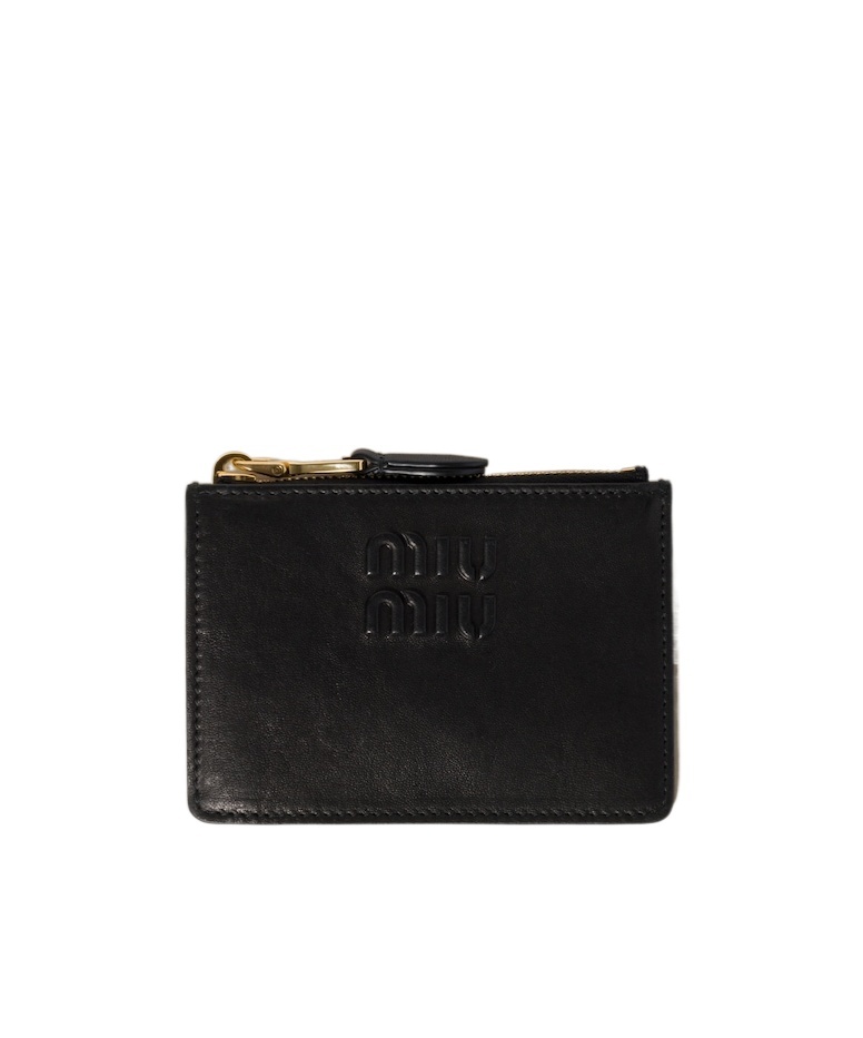 Miu Miu Napa Leather Card Holder In Black