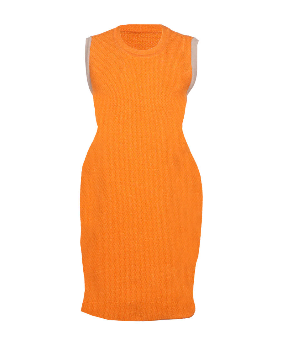 Jacquemus Sorbetto Contrast-trim Knitted Mini Dress In Orange