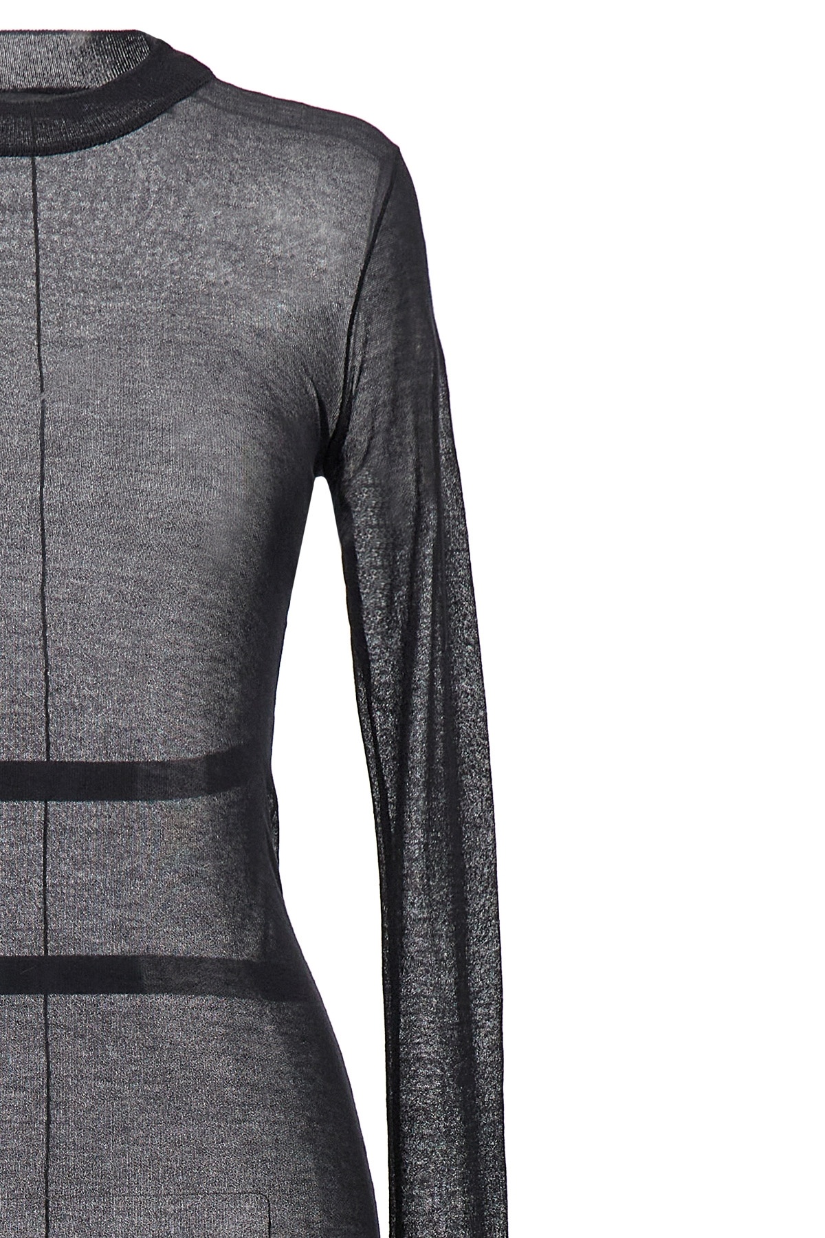 Ann Demeulemeester Long Sleeved Crewneck Maxi Dress In Black