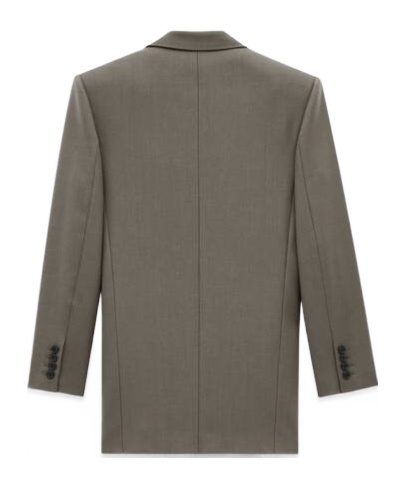 Saint Laurent Wool Peak Blazer In Green