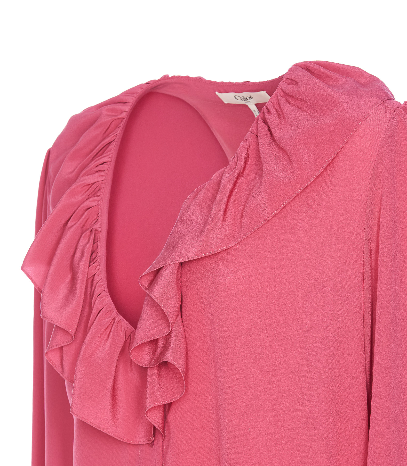 Chloé Ruffled Silk Blouse In Pink