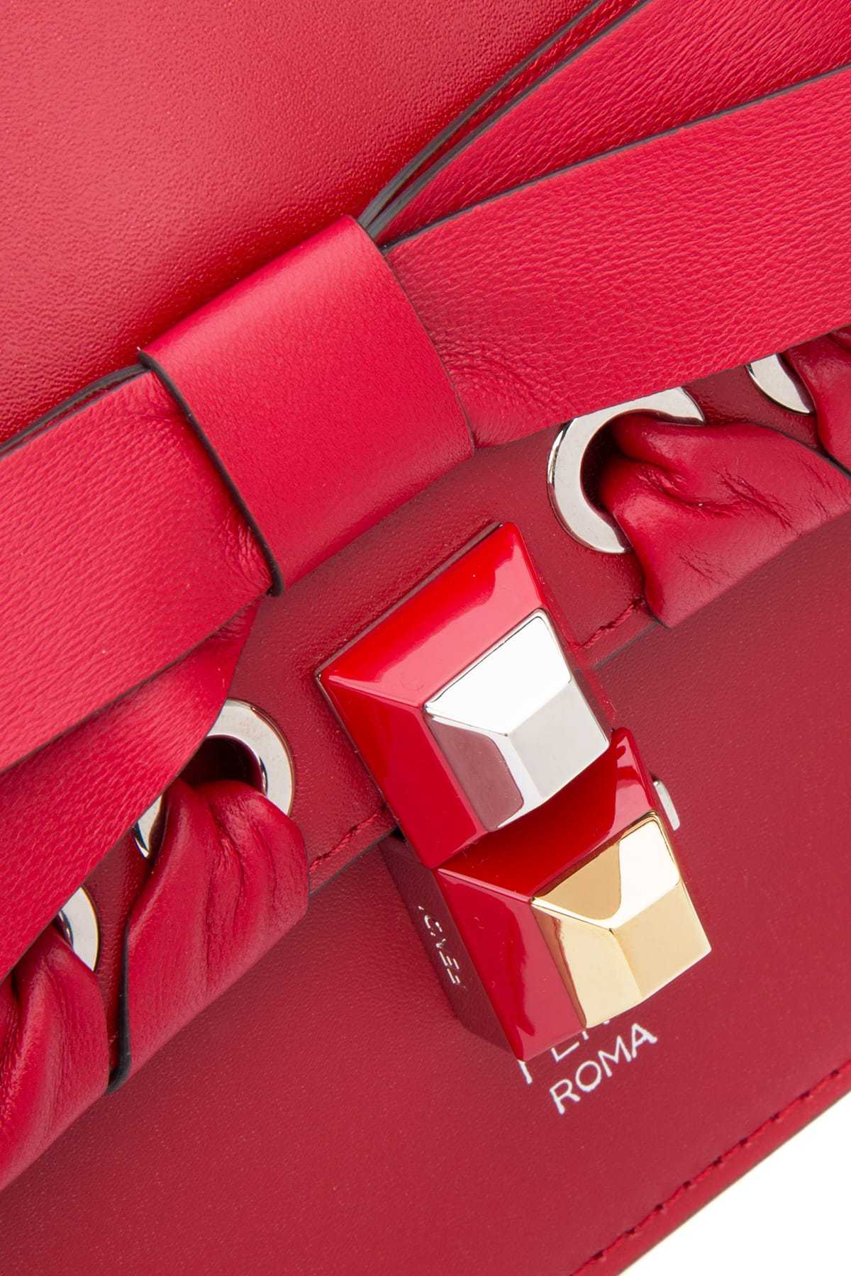 Fendi Kan I Bowknot Calfskin Shoulder Bag In Red
