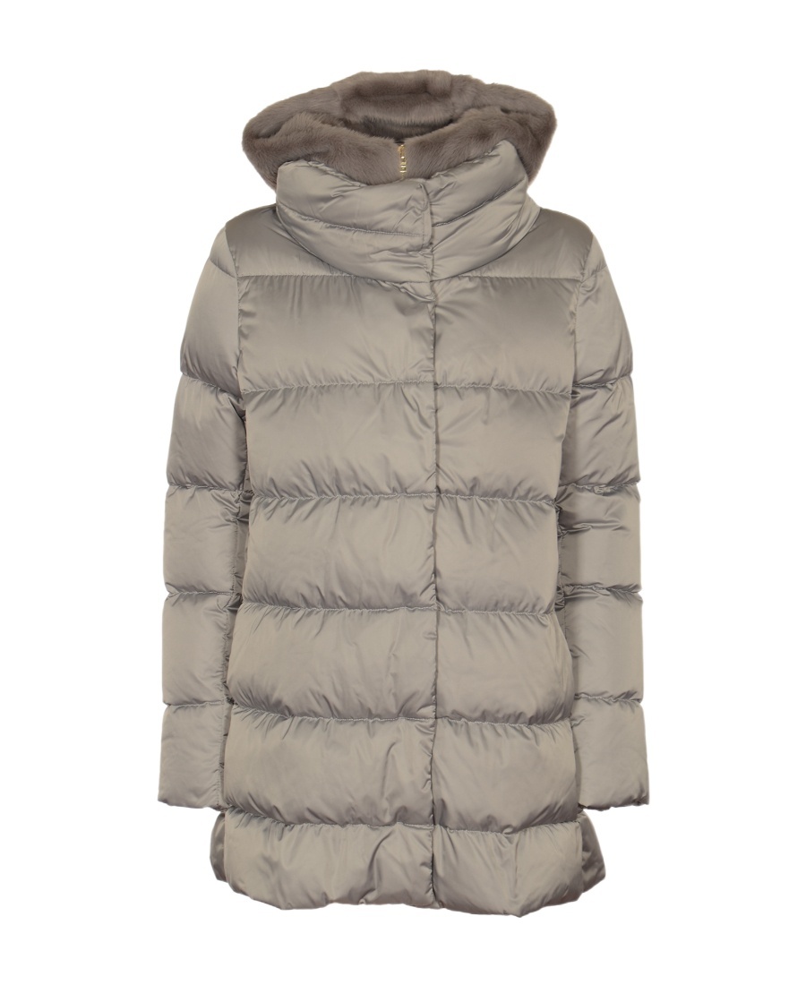 Herno Long-sleeved Hooded Down Jacket In Gray