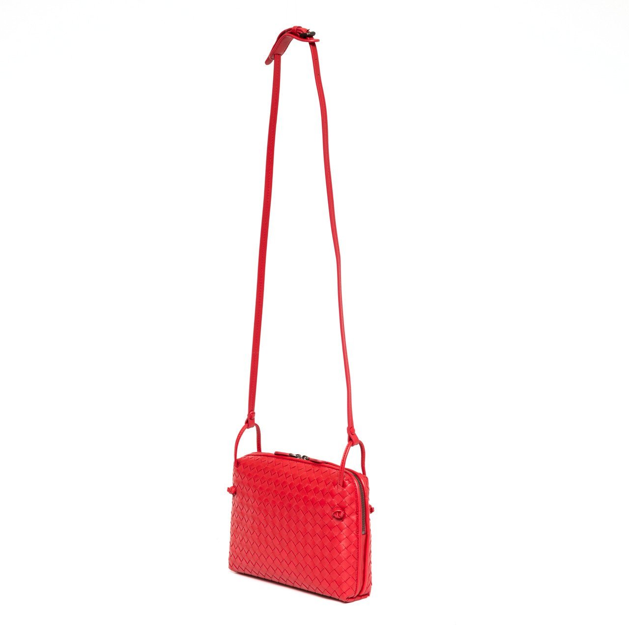 Shop Bottega Veneta Knitted Cross-body Bag In Red