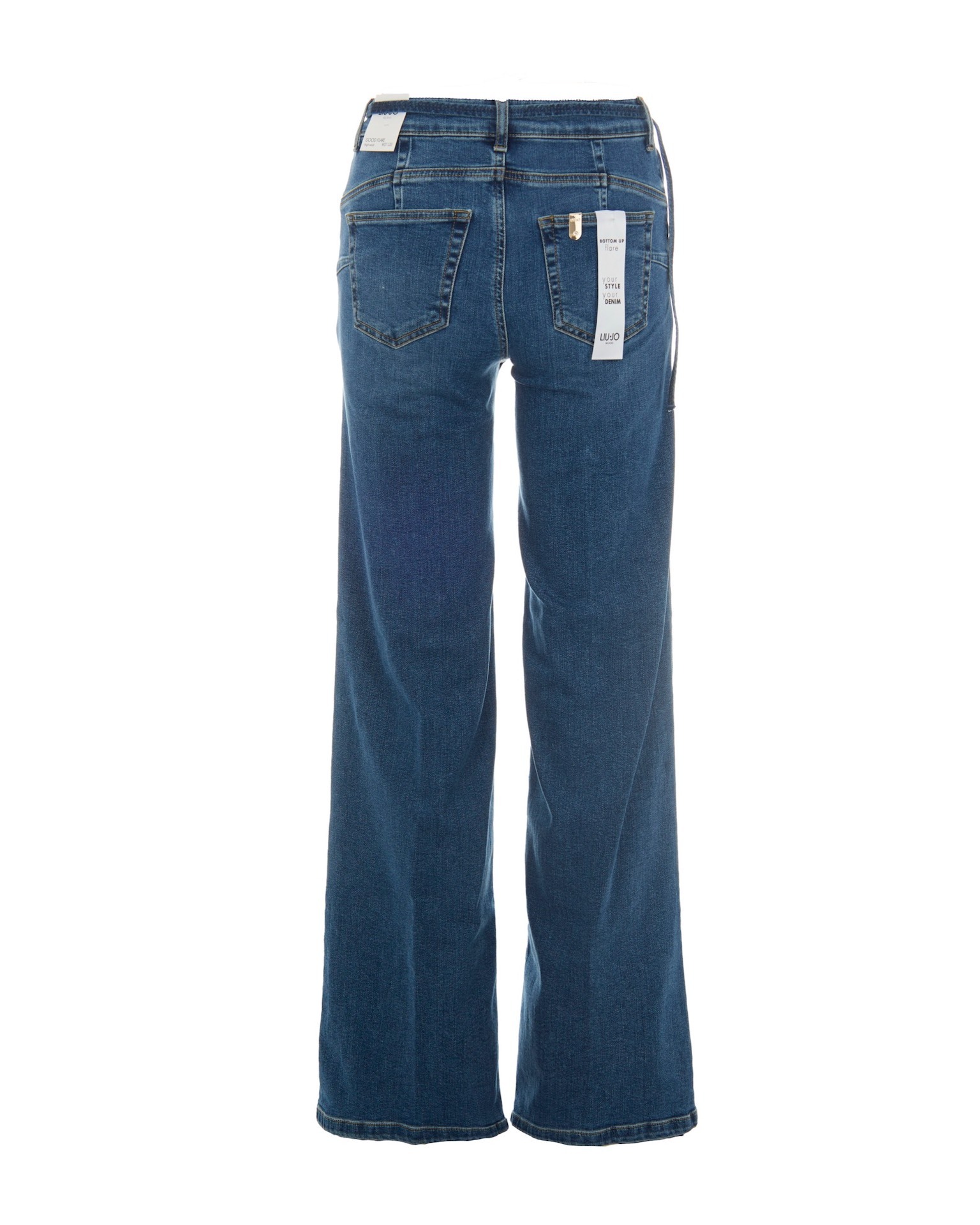 Liu •jo Liu Jo Wide-leg Jeans With Belt Detail And Gold-tone Hardware In Blue