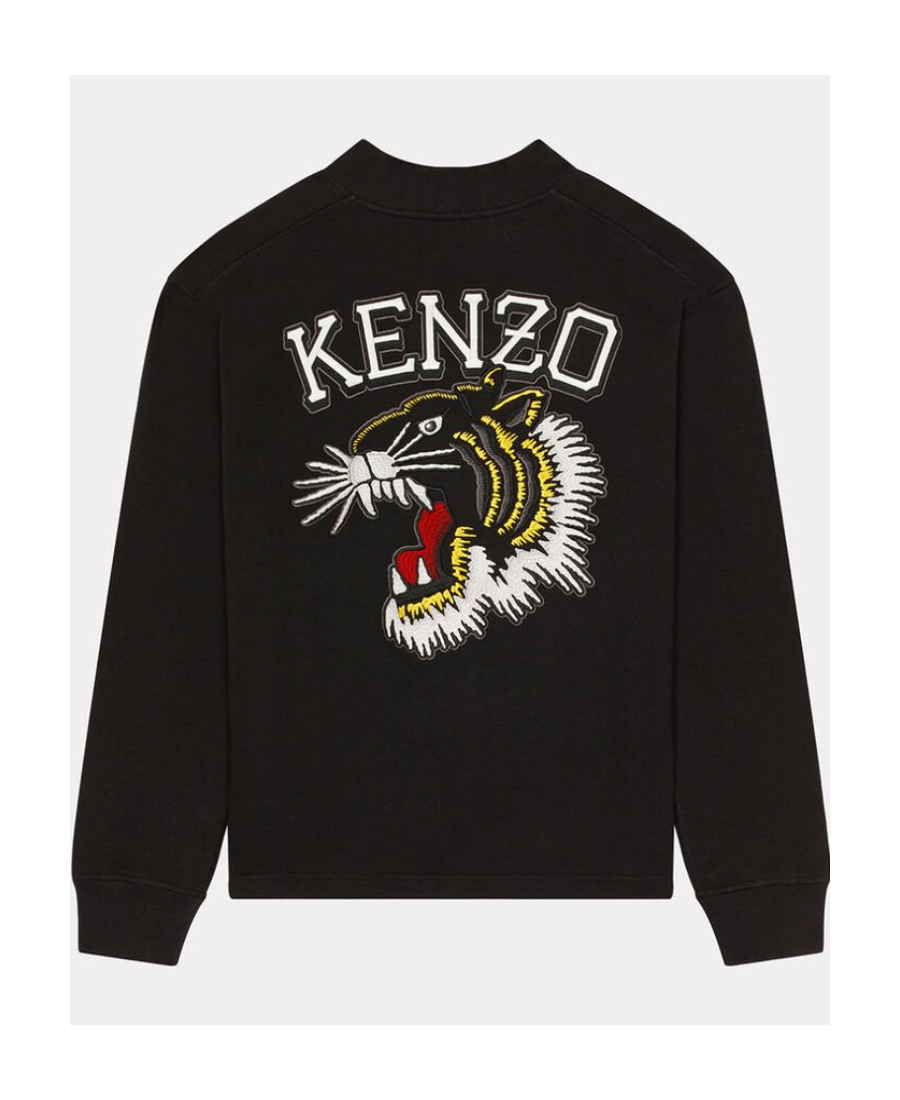 Kenzo Long-sleeved Knitted Cardigan In Black