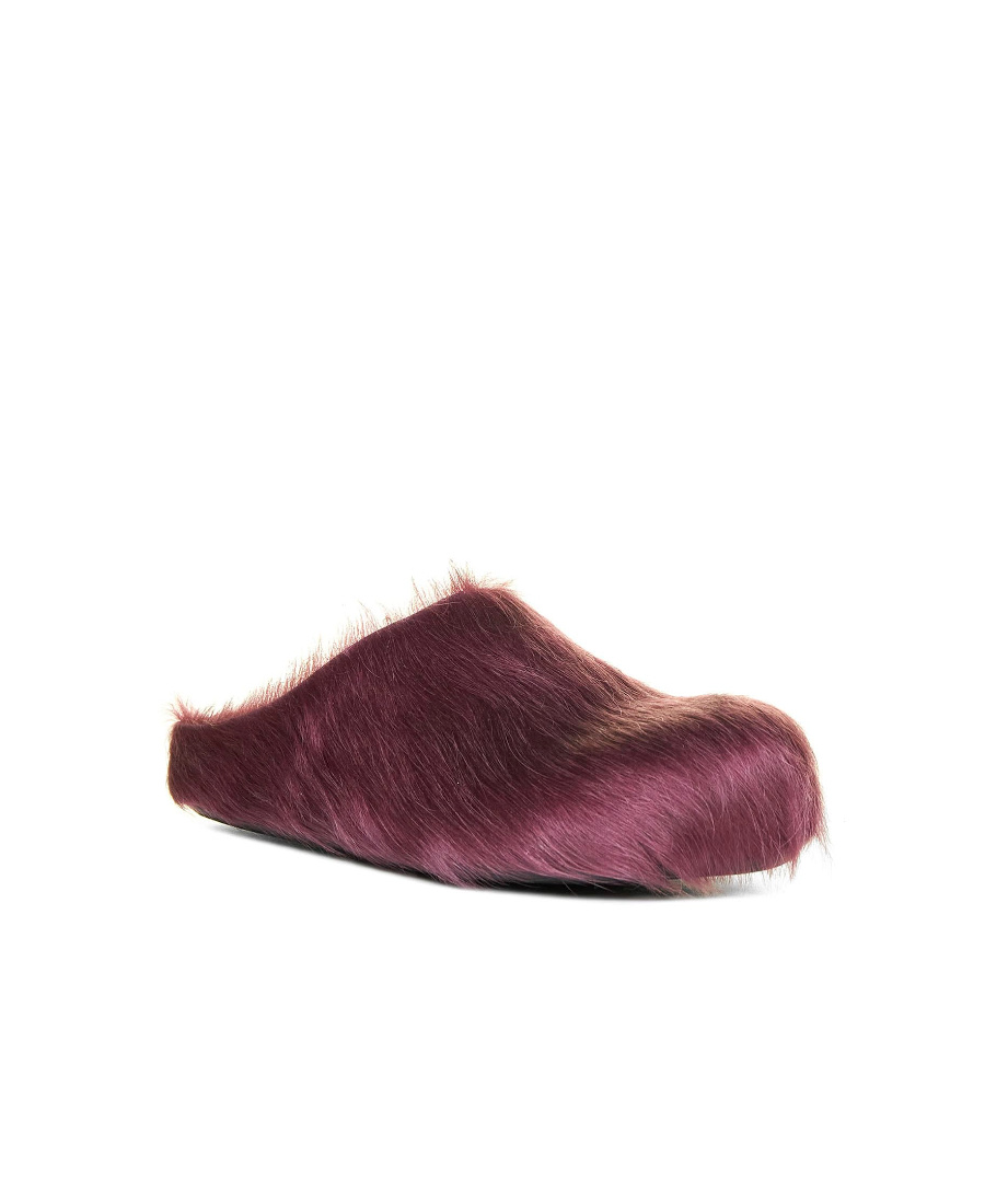 Marni Prune Violet Calf Hair Fussbett Mules In Purple