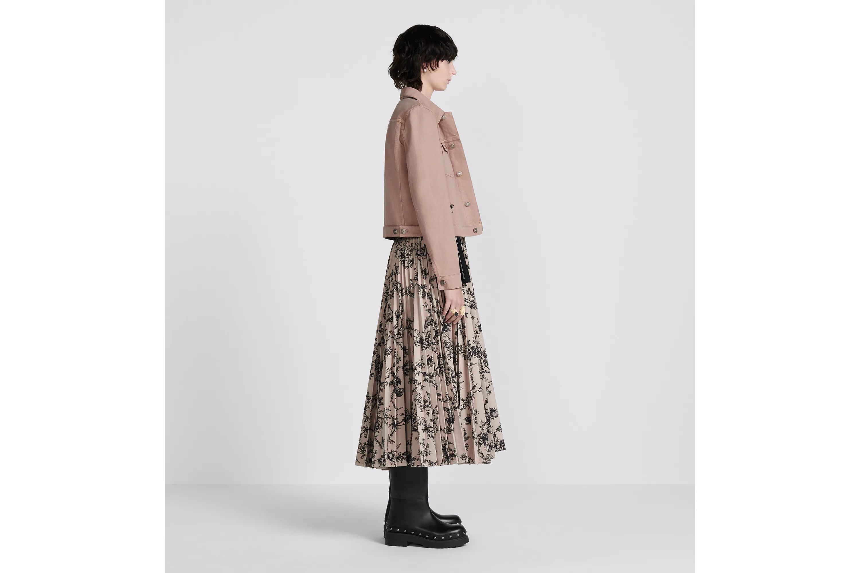 Shop Dior Mid-length Pleated Skirt In Nude