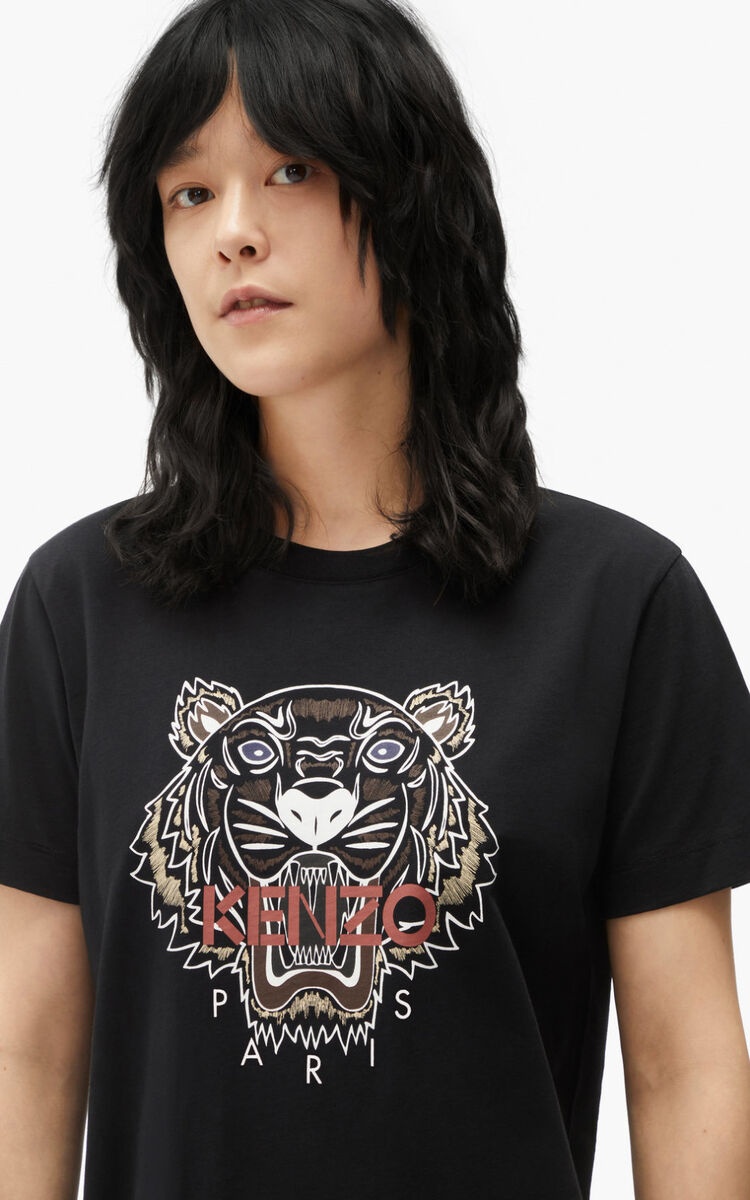 Kenzo Tiger-print T-shirt Dress In Black