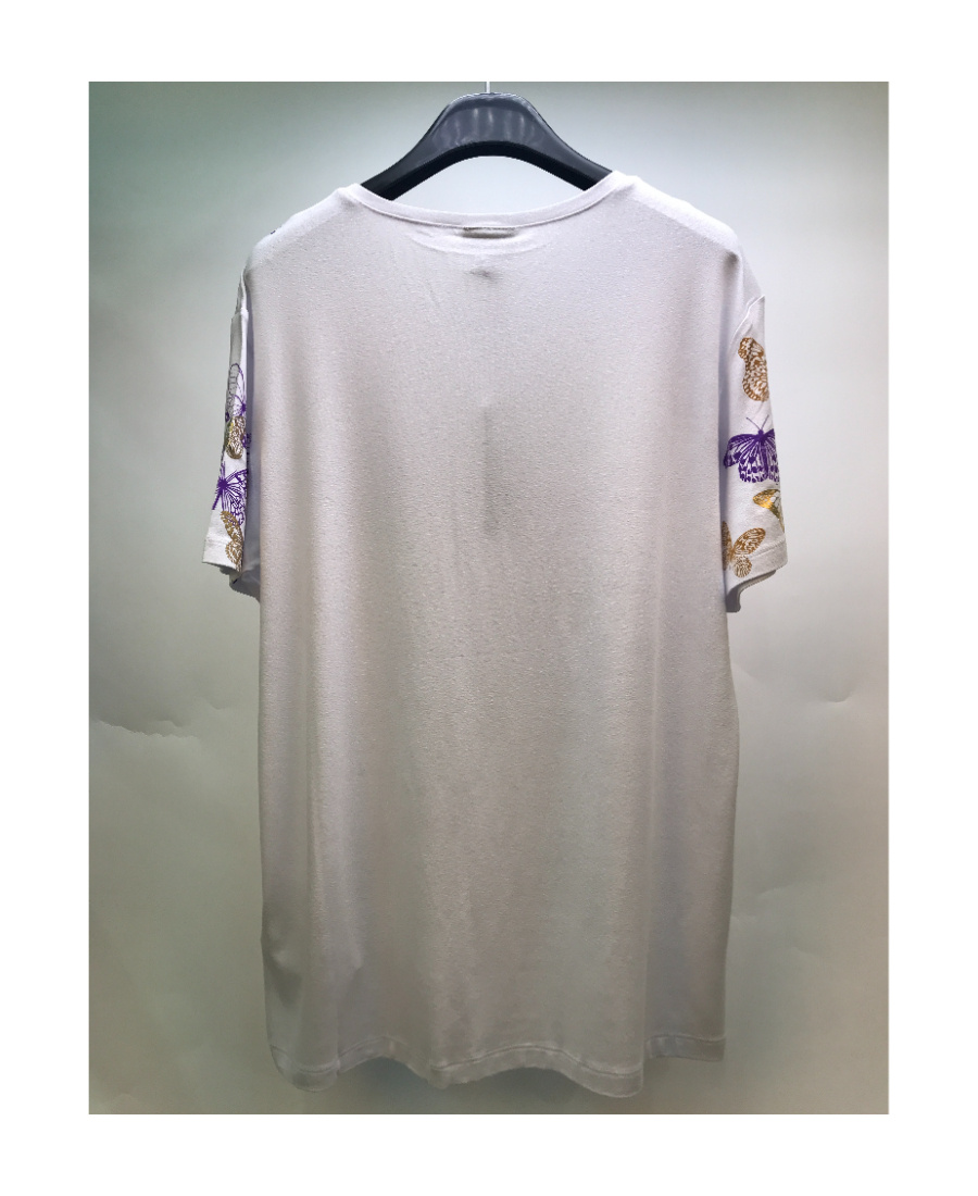 JUST CAVALLI BUTTERFLY PRINTED T-SHIRT WITH ROUND NECK