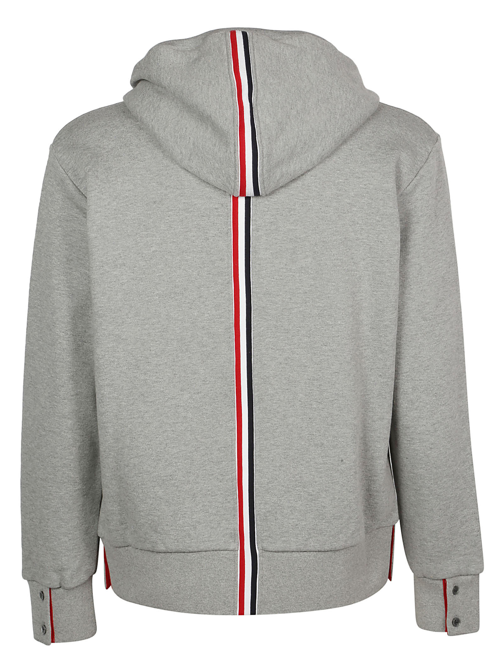 Thom Browne Center-back Stripe Zip-up Hoodie In Gray