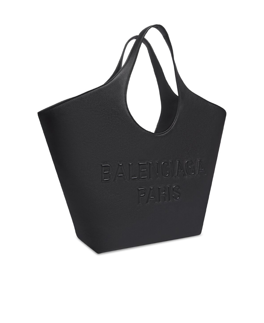 Balenciaga Woman Black Leather Medium Mary-kate Shopping Bag In Black