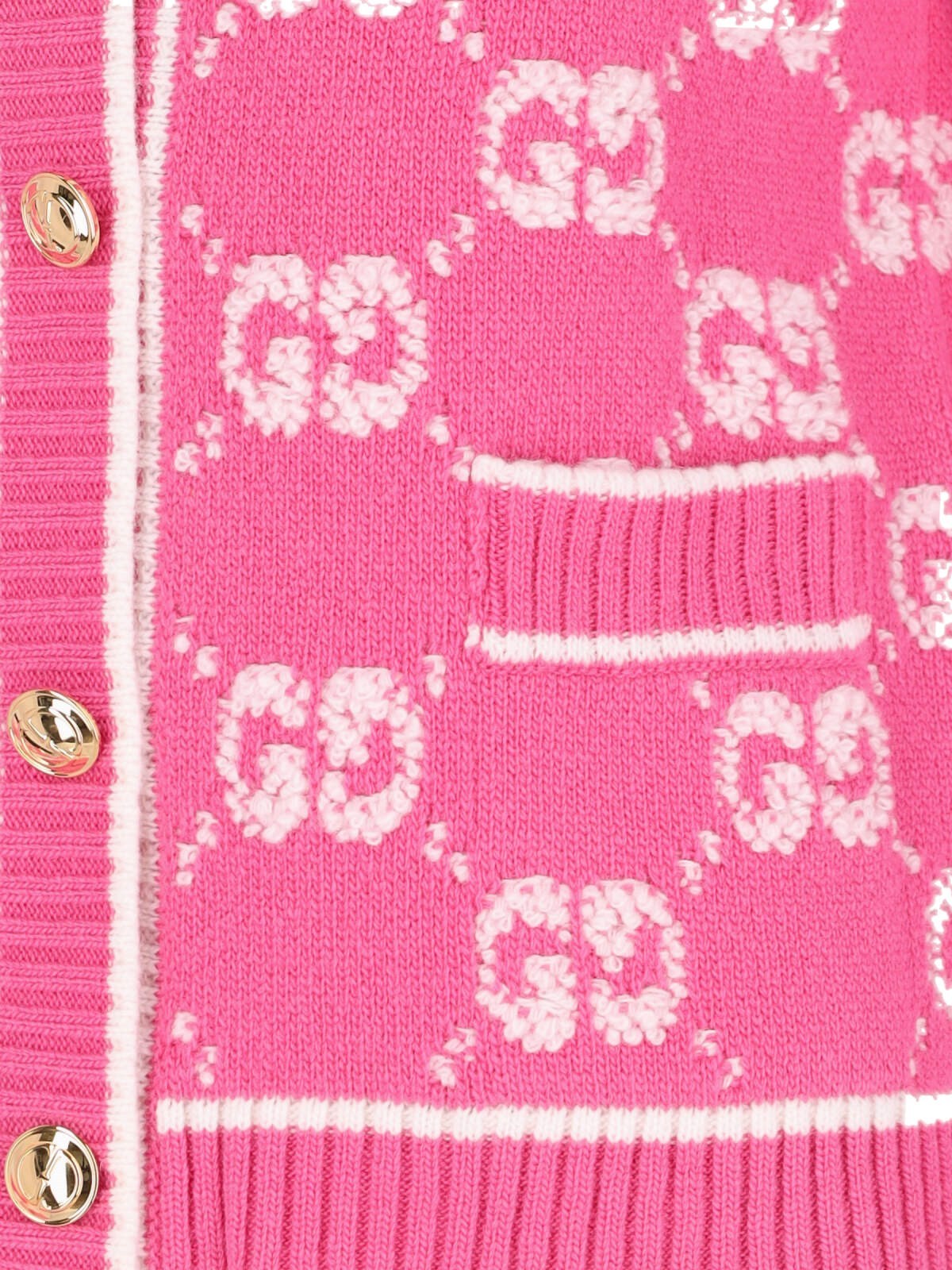 Shop Gucci Gg Jacquard Wool Cardigan In Pink