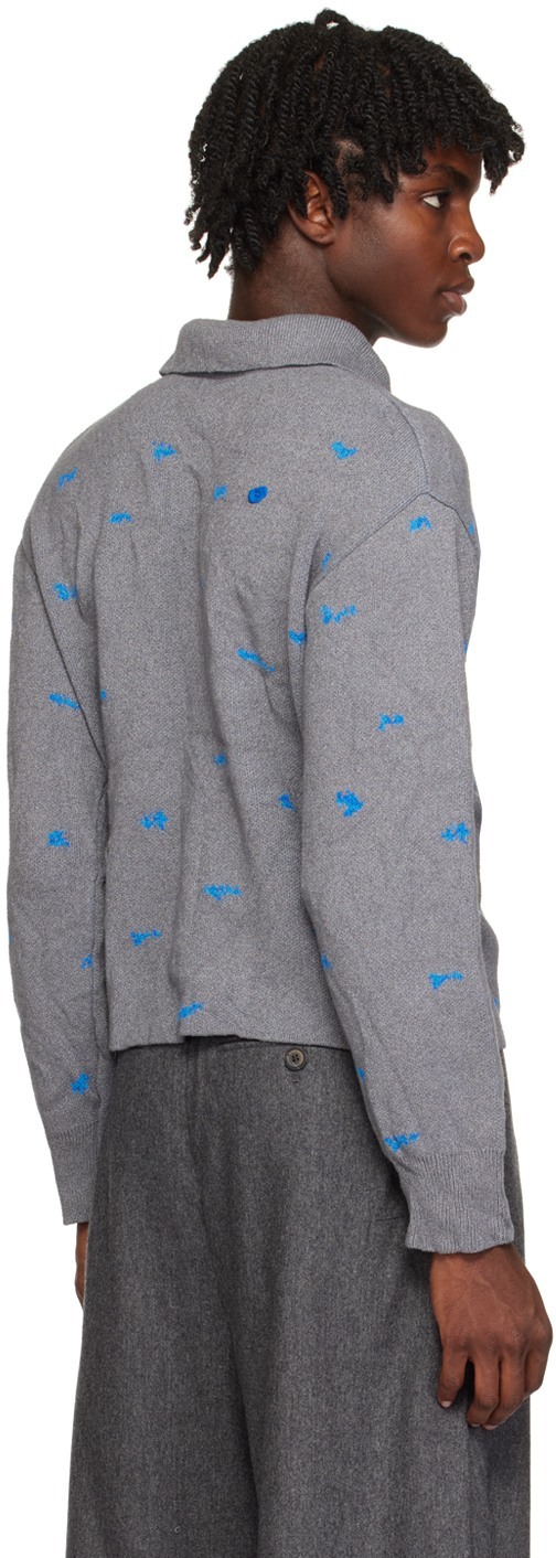 Ader Error Jacquard Cardigan In Gray