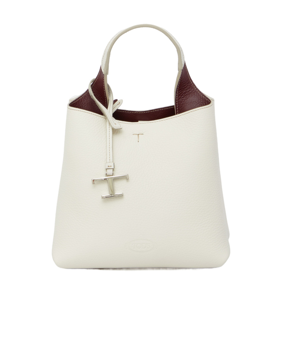 Tod's Timeless Logo Plaque Tote Bag In White