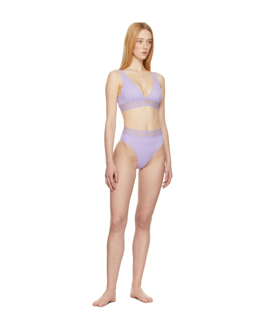 Versace Logo High-waisted Tight Swimming Trunks In White