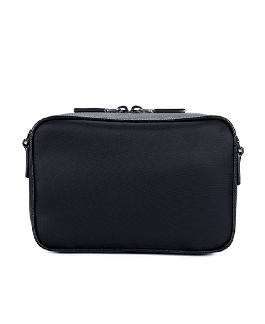 Prada Brique Re-nylon And Saffiano Leather Bag In Black