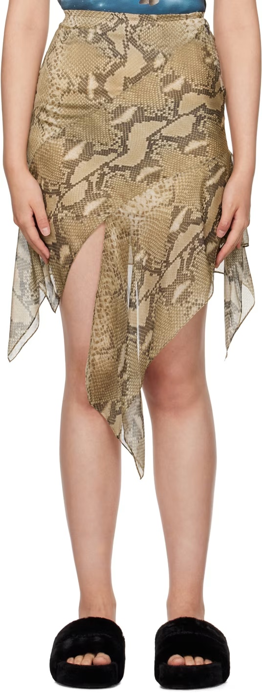 Stella Mccartney Snake Print Skirt In Nude
