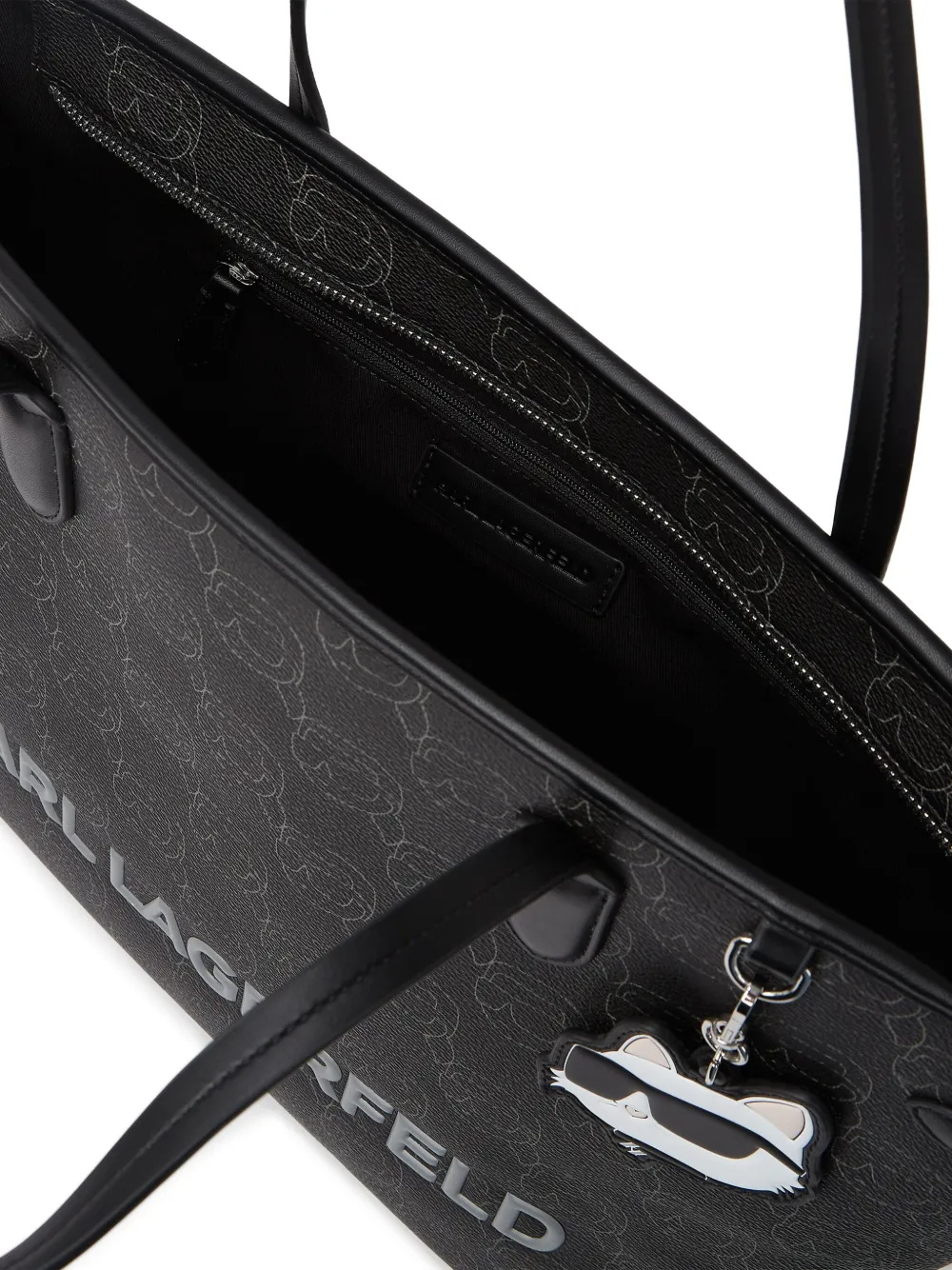 Karl Lagerfeld Large Ikon-monogram Tote Bag In Black