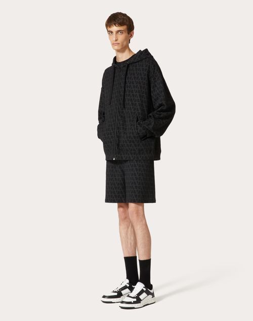 Valentino Toile Iconographe Print Zip-up Hoodie In Black