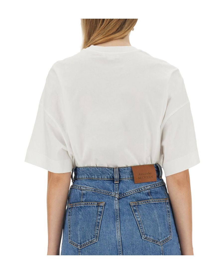 Alexander Mcqueen Graphic Print Oversize Cotton T-shirt In White