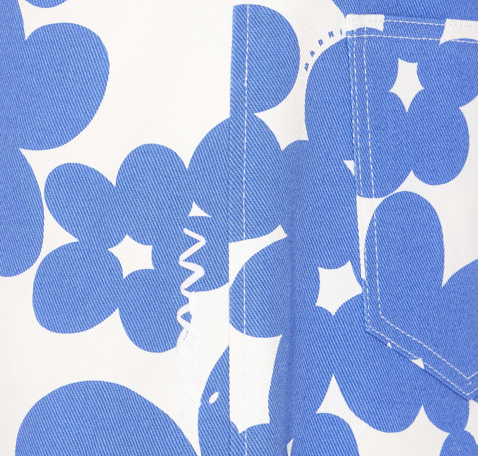 Marni High Waist Printed Shorts With Belt Loops In Blue