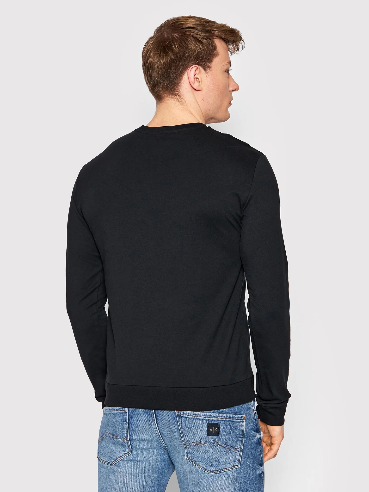 Ea7 Logo Round Neck Sweater In Black