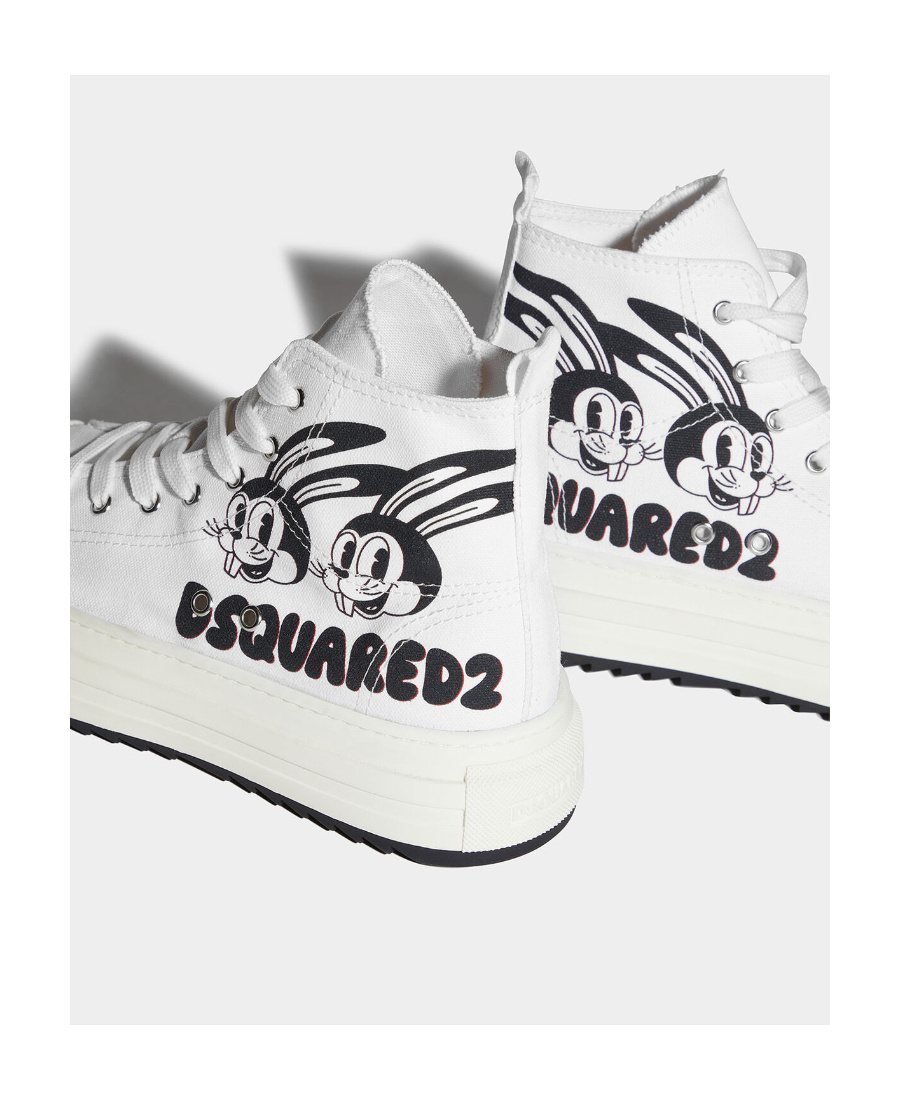 Shop Dsquared2 Logo-print High-top Sneakers In White