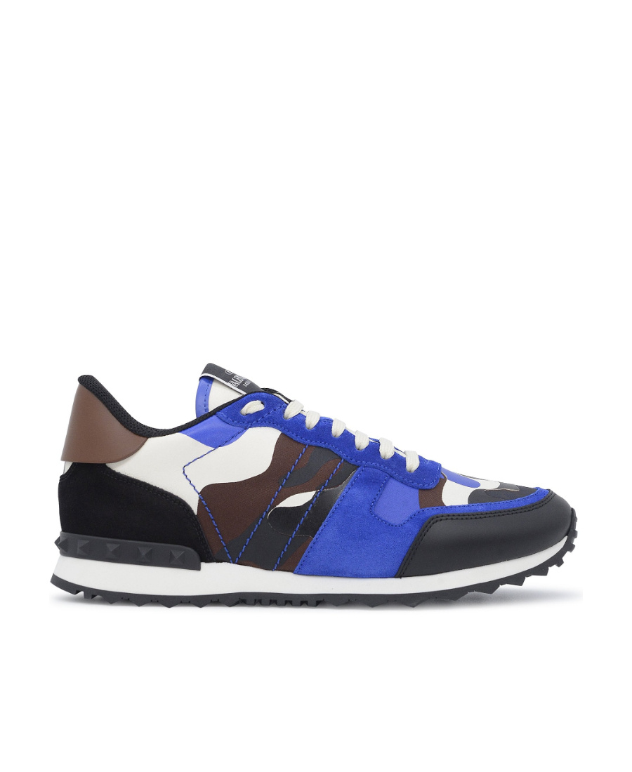 Valentino Rockrunner Camouflage Print Sneakers In Black