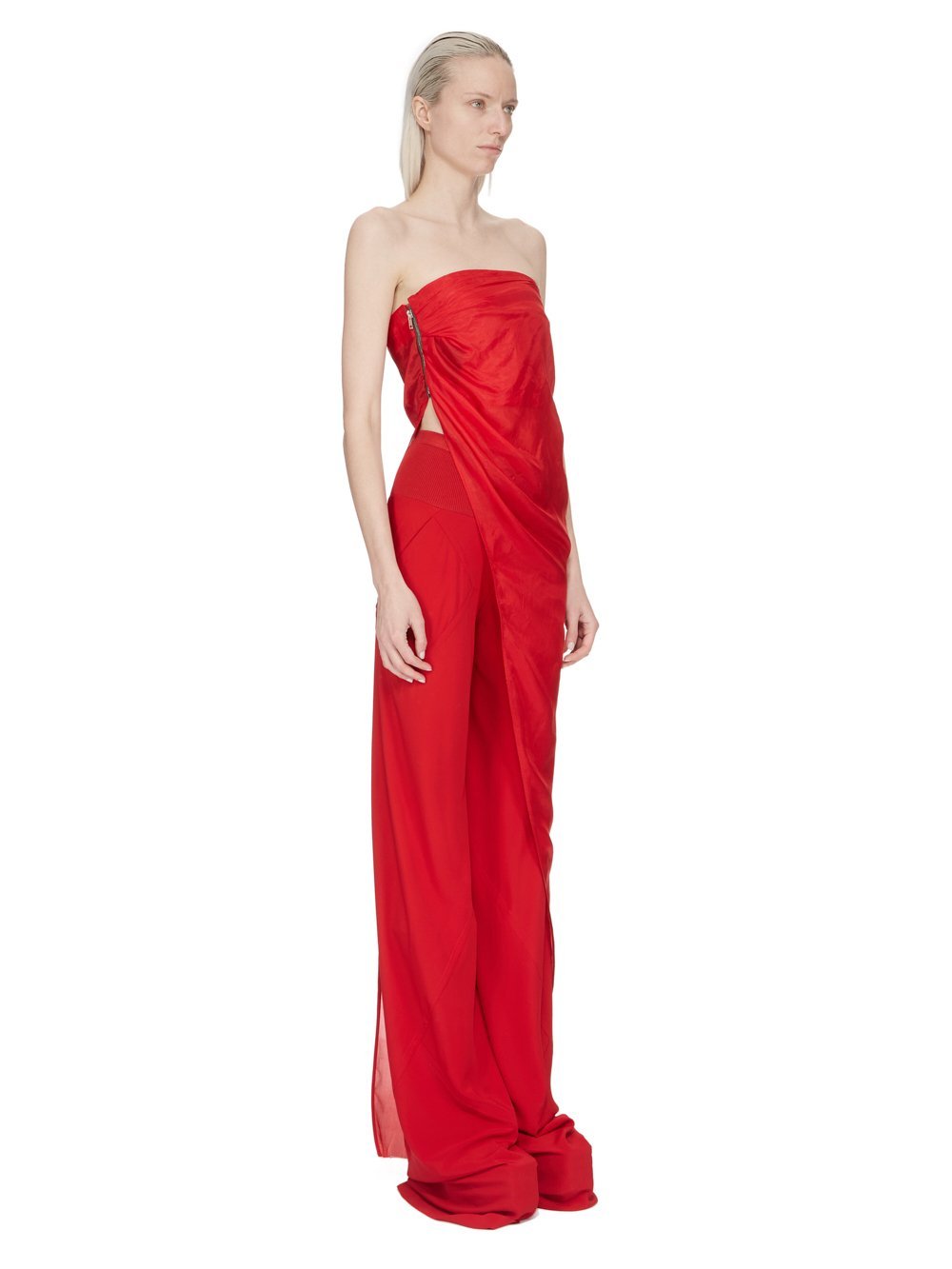 Rick Owens Strapless Long Top In Red