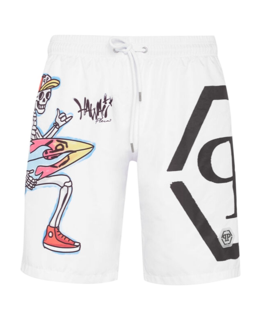 PHILIPP PLEIN GRAFFITI-PRINT DRAWSTRING-WAIST SWIM SHORTS