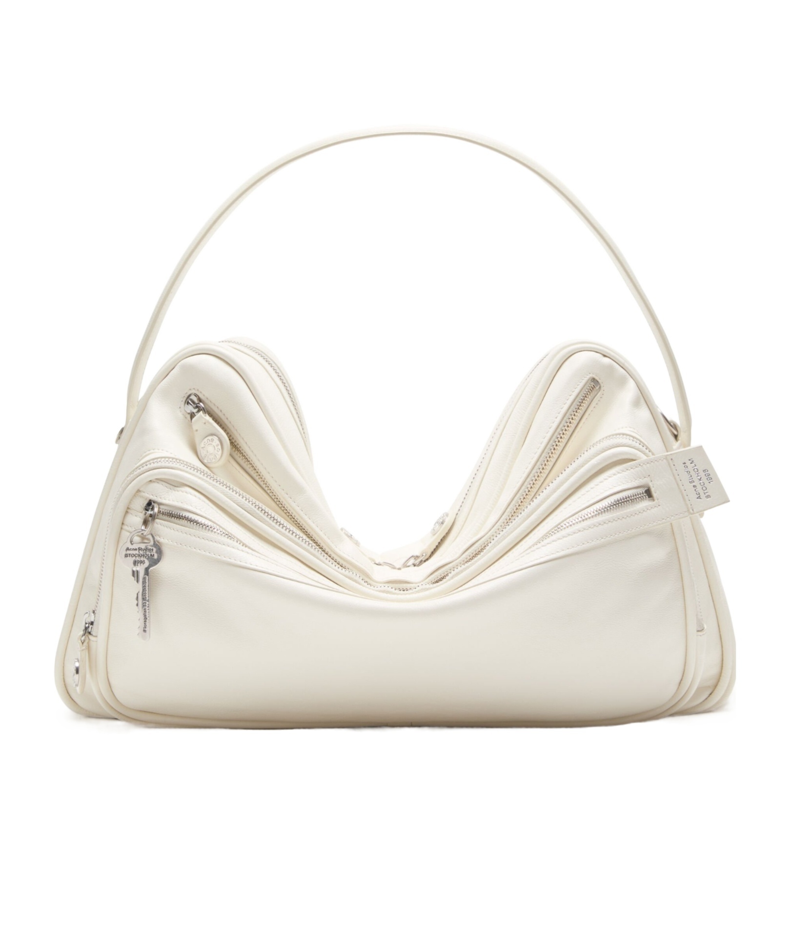 Acne Studios Camero Leather Shoulder Bag In White
