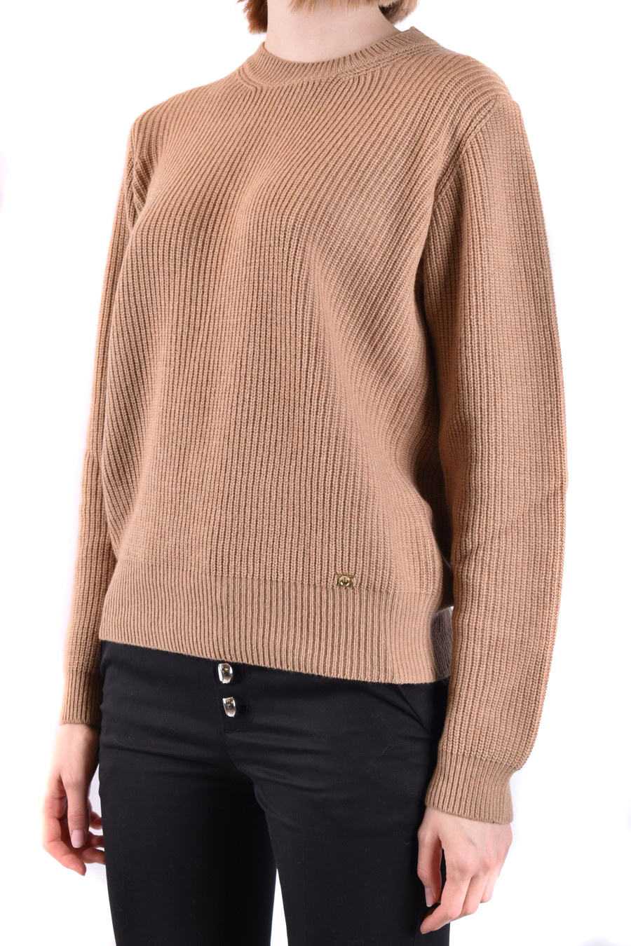 Shop Pinko Round Neck Logo Sweater In Nude