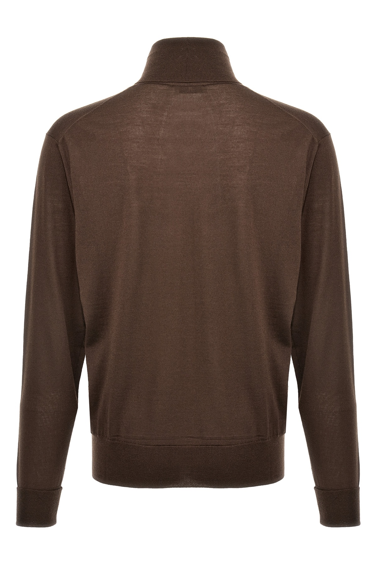 Pt Torino Long-sleeved High-neck Sweater In Brown