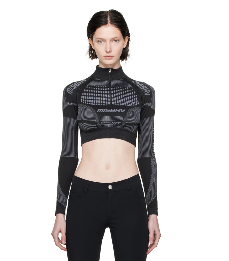 Misbhv Logo-print Mock Neck Performance Top In Black