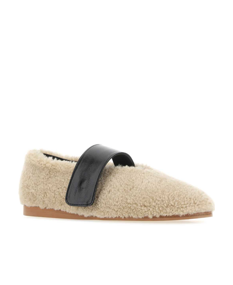LOW CLASSIC LOW CLASSIC SHEARLING STRAPPED BALLERINA FLAT SHOES