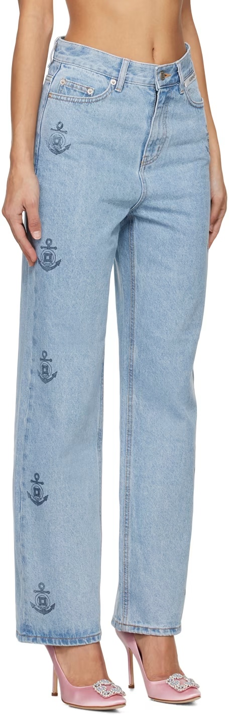 Kimhēkim Blue Anchor Stamped Jeans In Blue