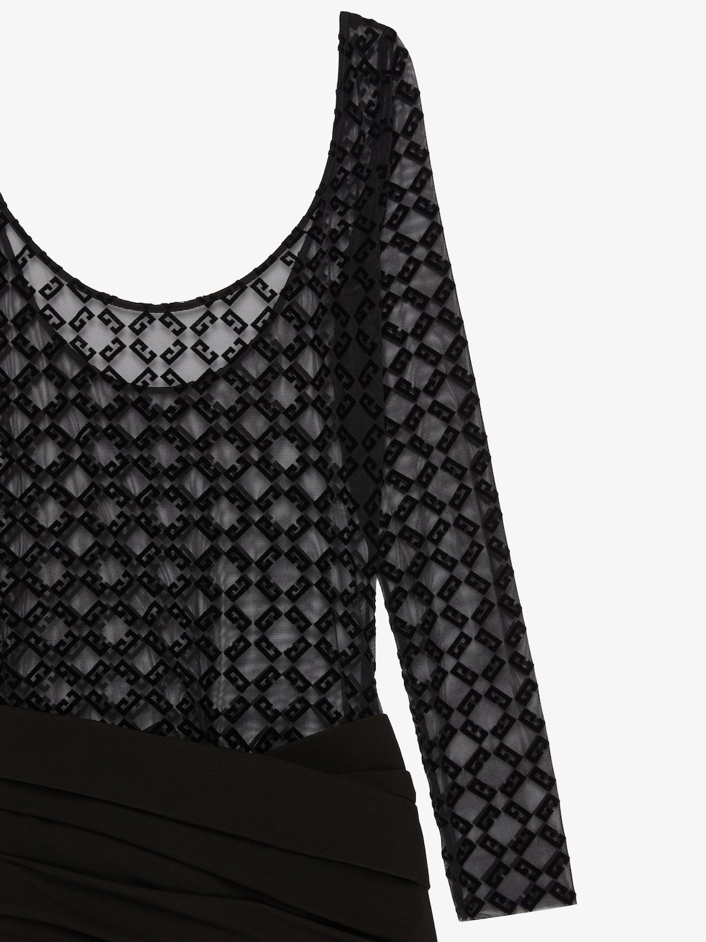 Givenchy Draped Dress In Jersey And Monogram 72 Tulle In Black