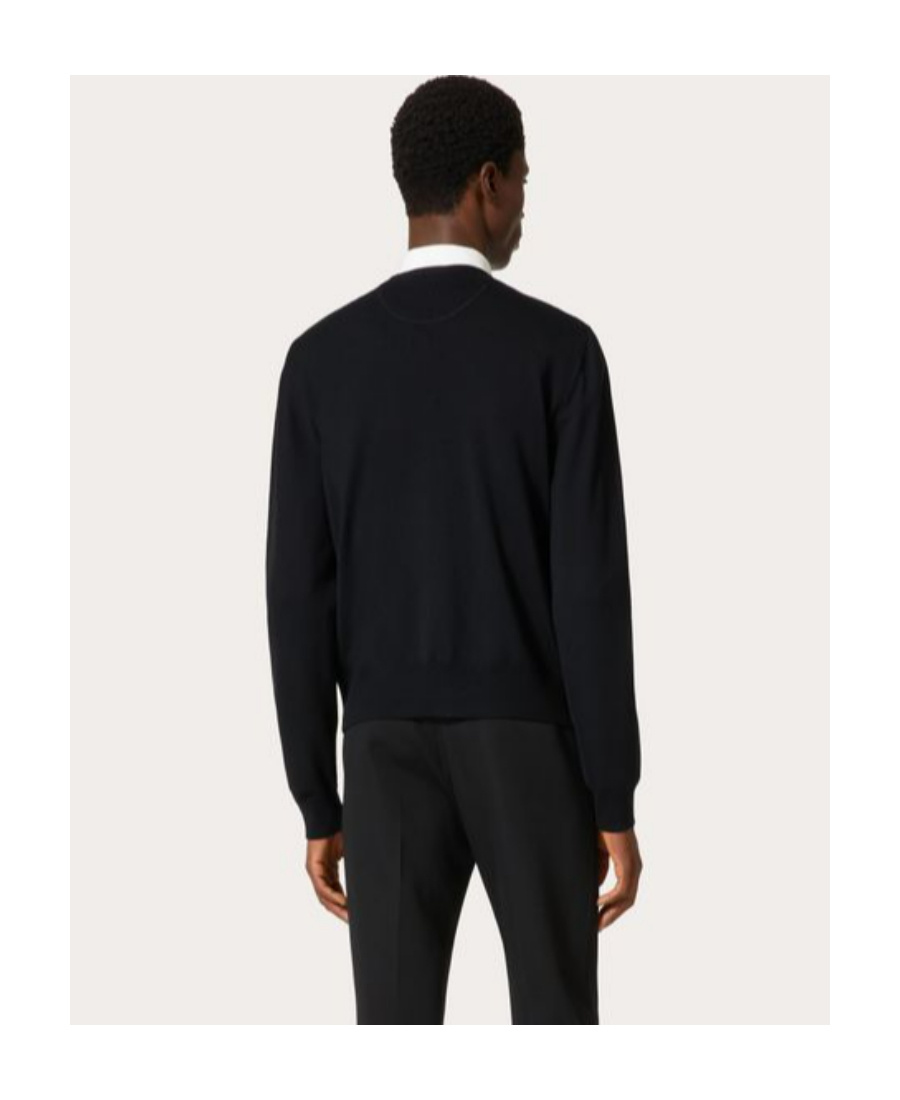 Valentino Cashmere Crewneck Jumper With Black Untitled Studs In Black