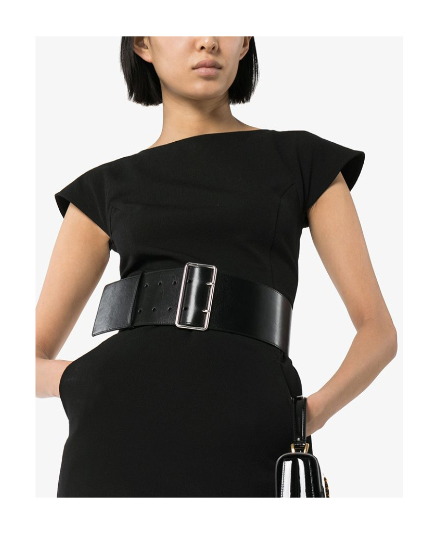 Alexander Mcqueen Leather Belt With Silver-tone Buckle 85mm In Black