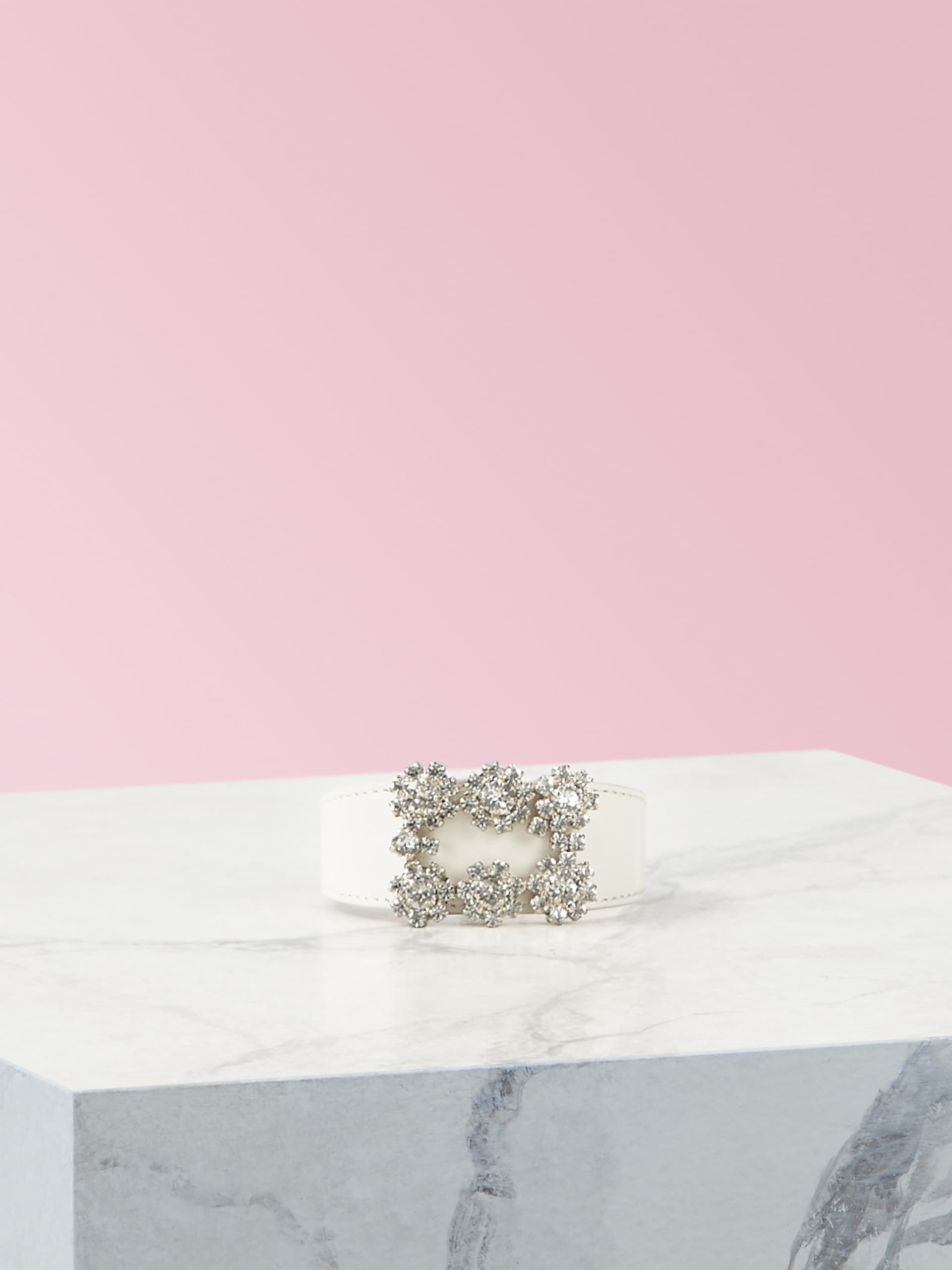 Roger Vivier Flower Strass Buckle Bracelet In White
