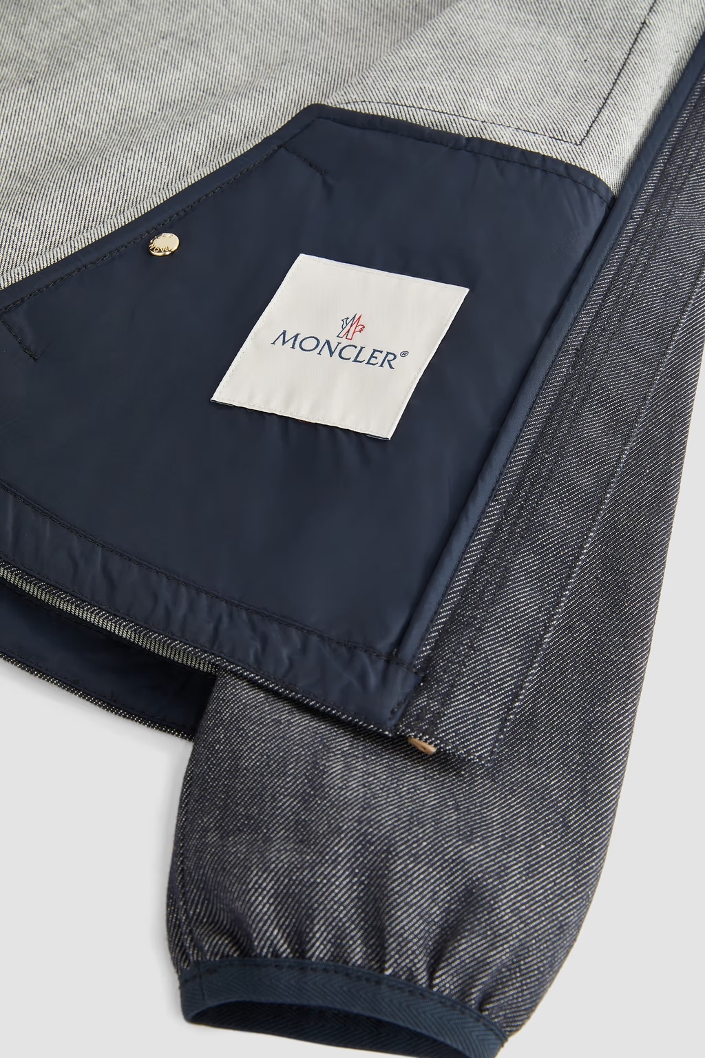 Moncler Long-sleeved Denim Jacket In Black