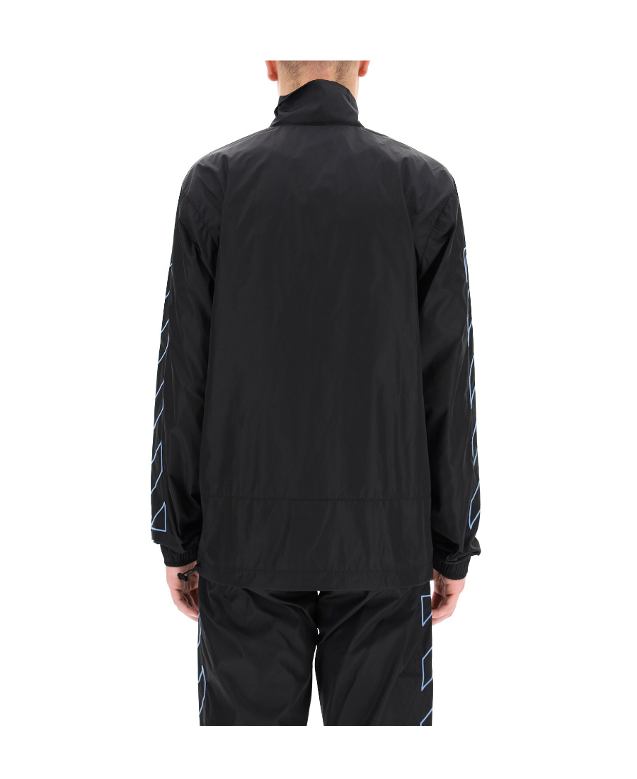 Off-white Diagonal Stripes Zipped Jacket In Black