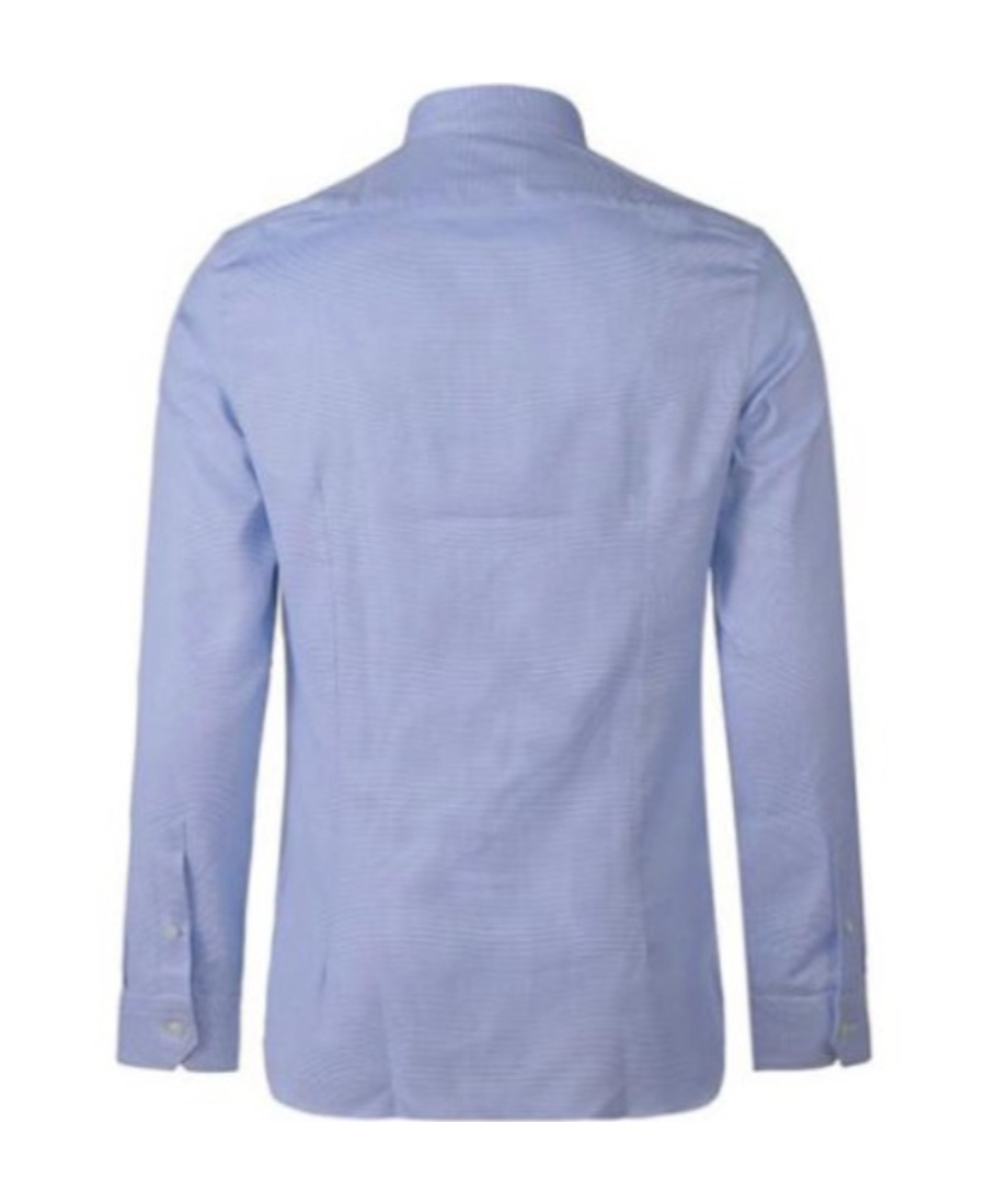 Shop Zegna Lapel Long-sleeved Shirt In Blue