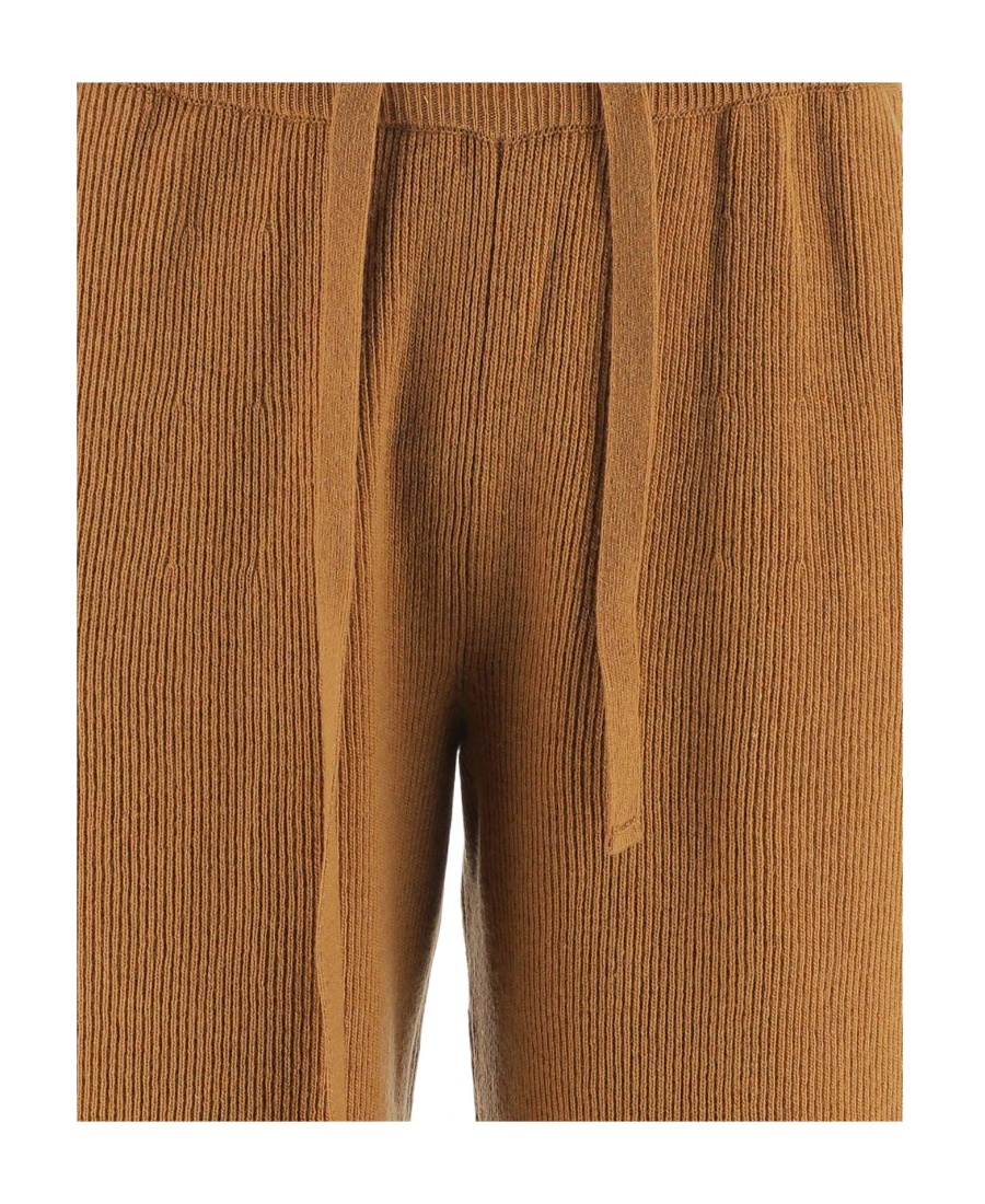 Nanushka Ribbed-knit Wide-leg Trousers In Brown